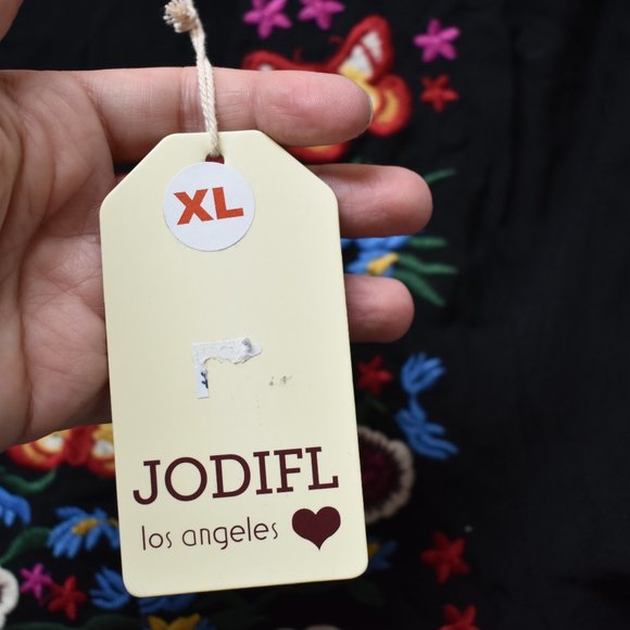 Jodifl Black Boho Embroidered Top Pom Pom XL - Picture 6 of 8